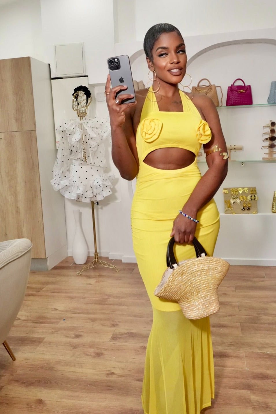 Robe Soleil Cut-Out – Jaune Mimosa