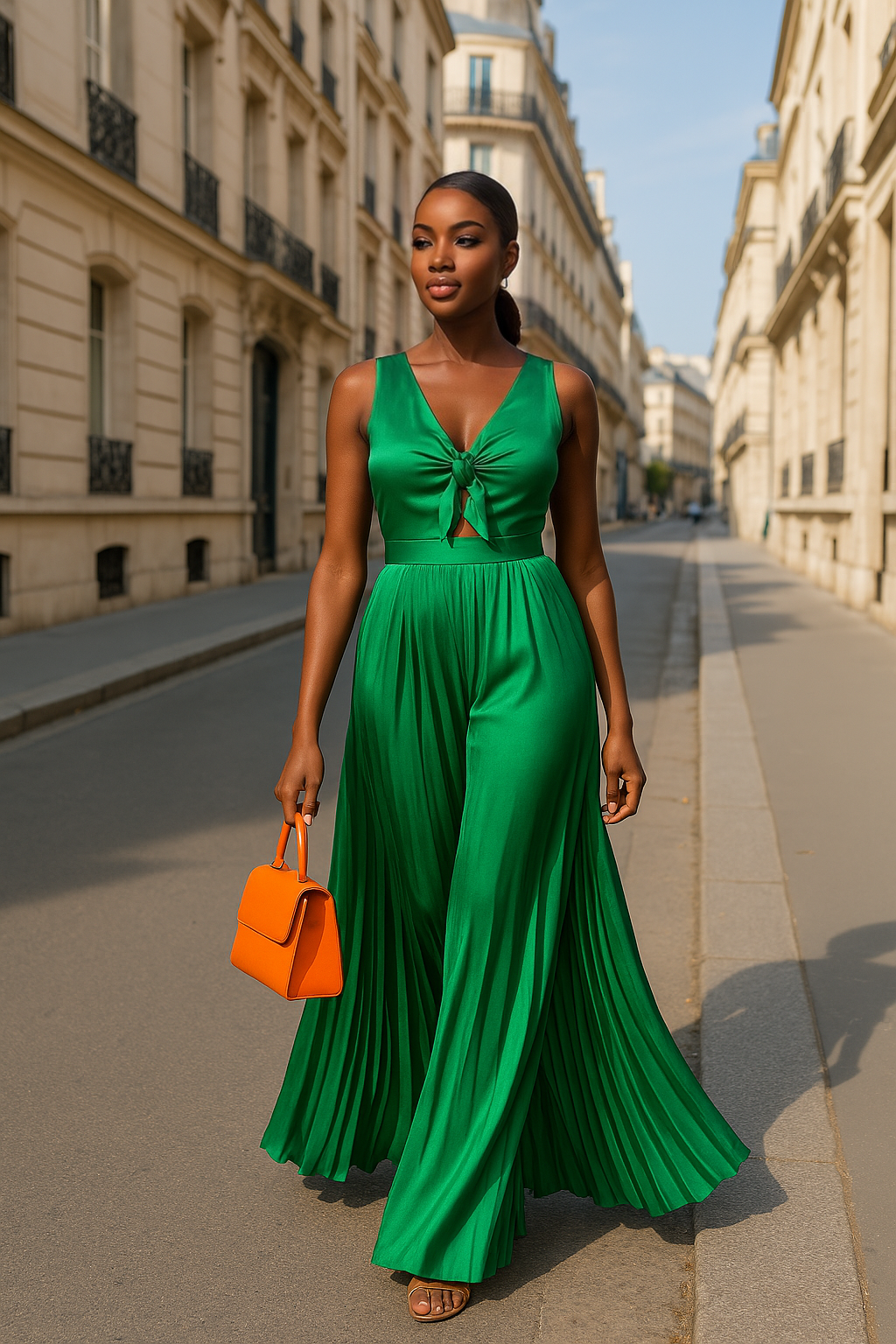 Combinaison verte satinée