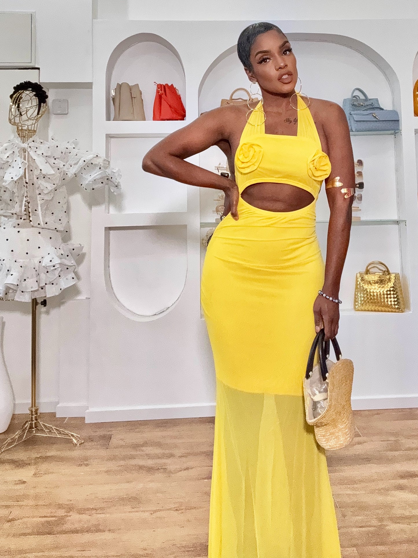 Robe Soleil Cut-Out – Jaune Mimosa
