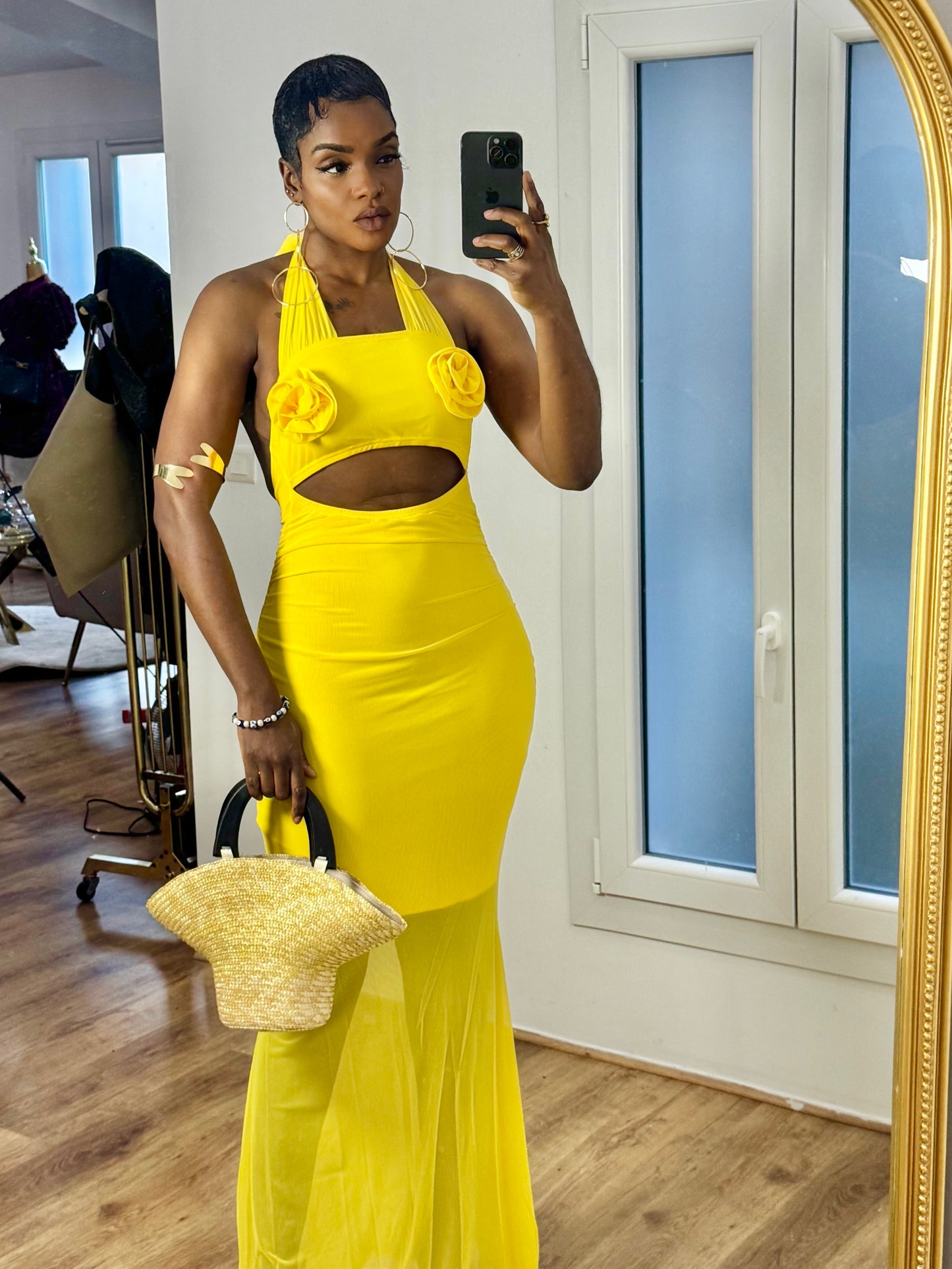 Robe Soleil Cut-Out – Jaune Mimosa