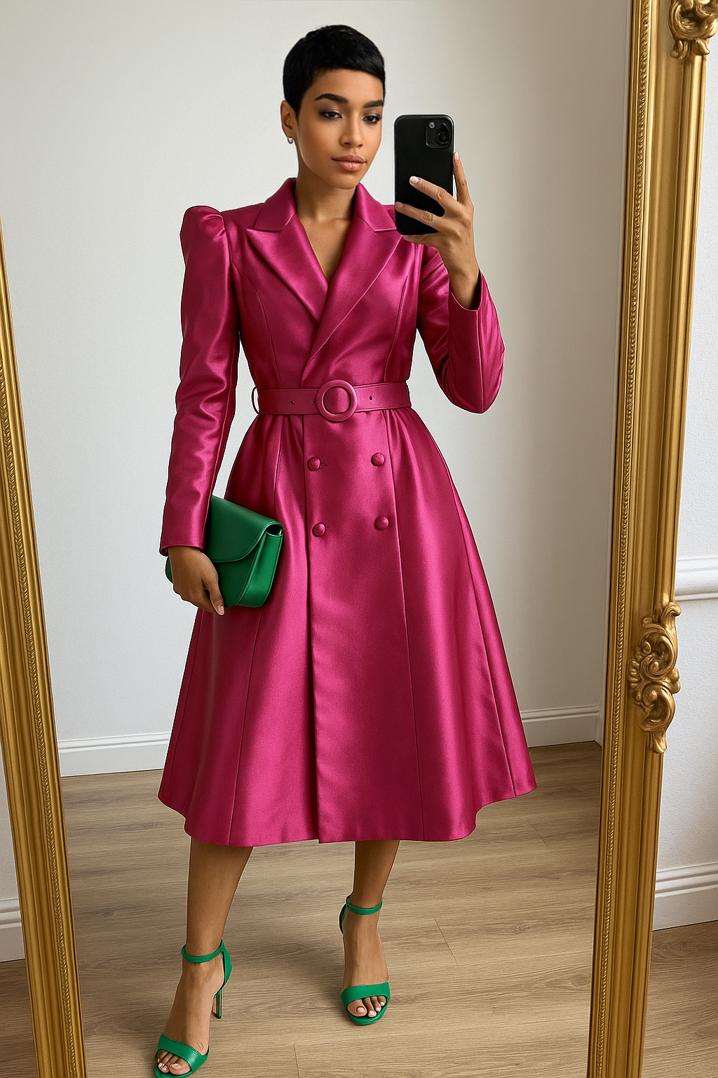 ROBE TRENCH SATINÉE FUCHSIA – ÉDITION PARIS