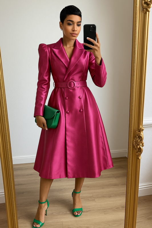 ROBE TRENCH SATINÉE FUCHSIA – ÉDITION PARIS