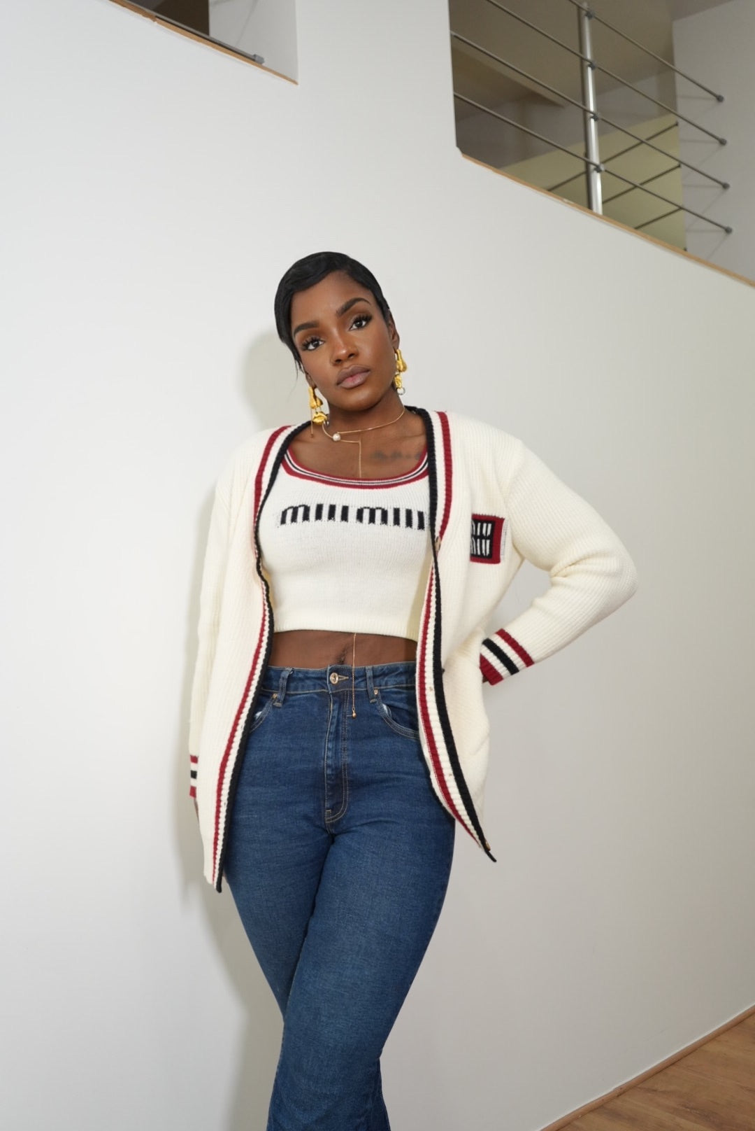 Ensemble Tricot Élégance - Cardigan & Crop Top