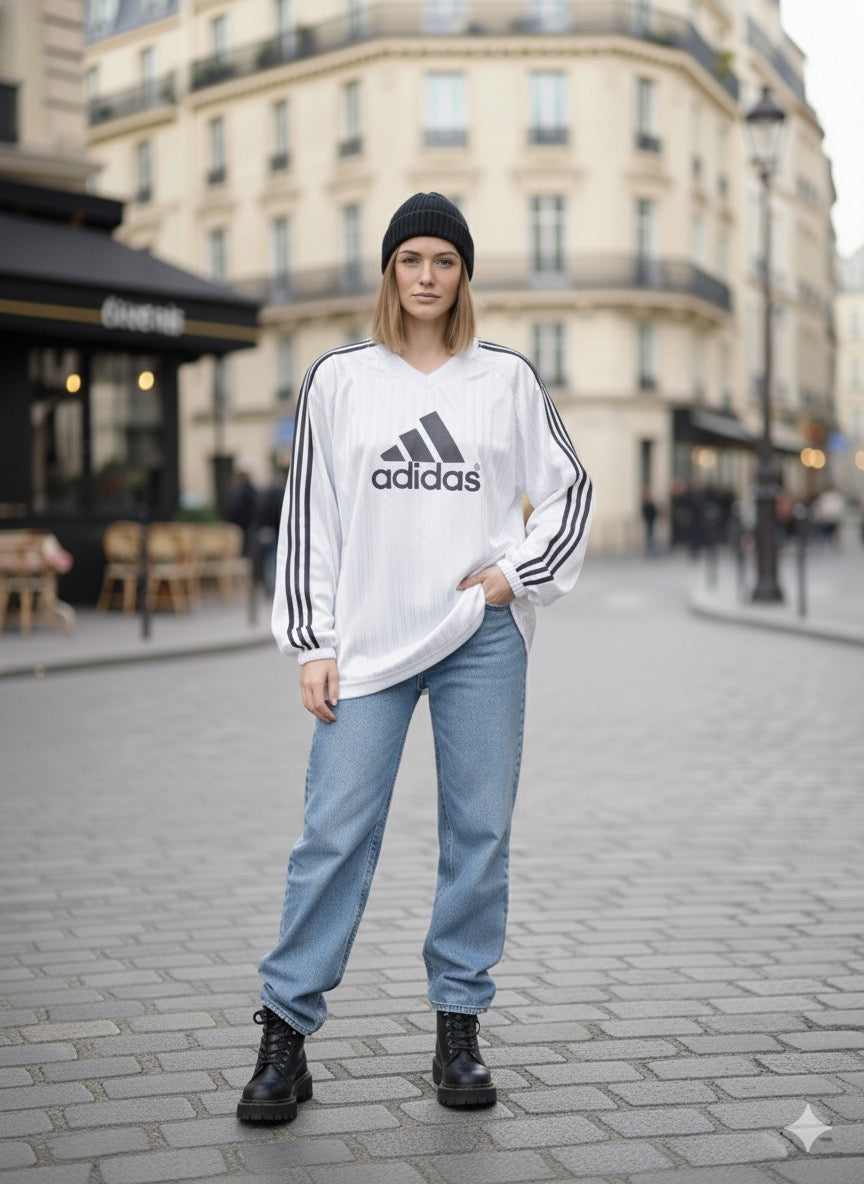 SWEAT / MAILLOT BLANC OVERSIZE “ADIDAS STYLE”