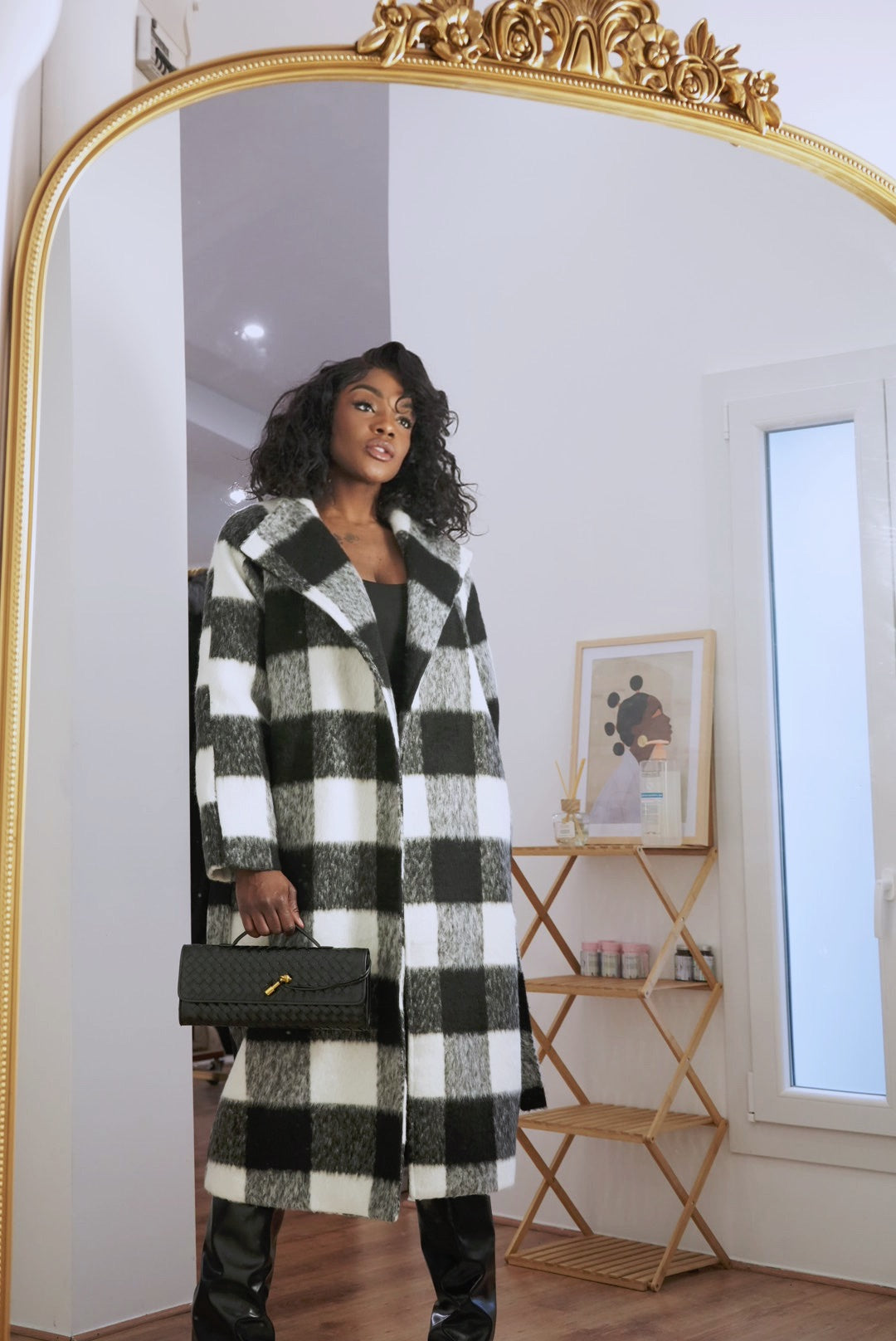 Manteau long à carreaux
