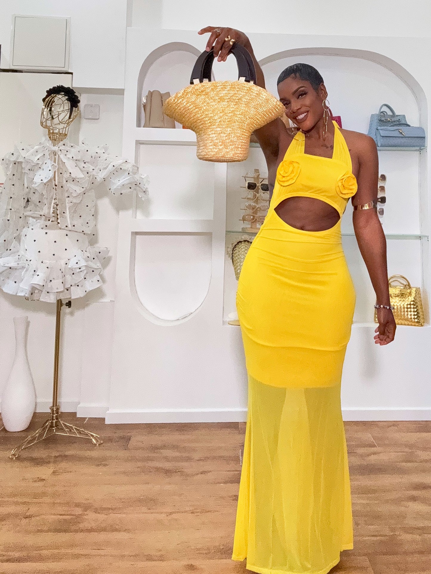 Robe Soleil Cut-Out – Jaune Mimosa