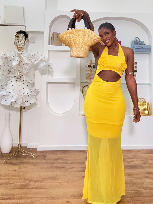 Robe Soleil Cut-Out – Jaune Mimosa