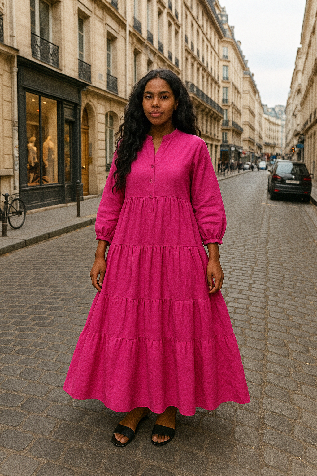 ROBE LONGUE FLUIDE - FUSHIA