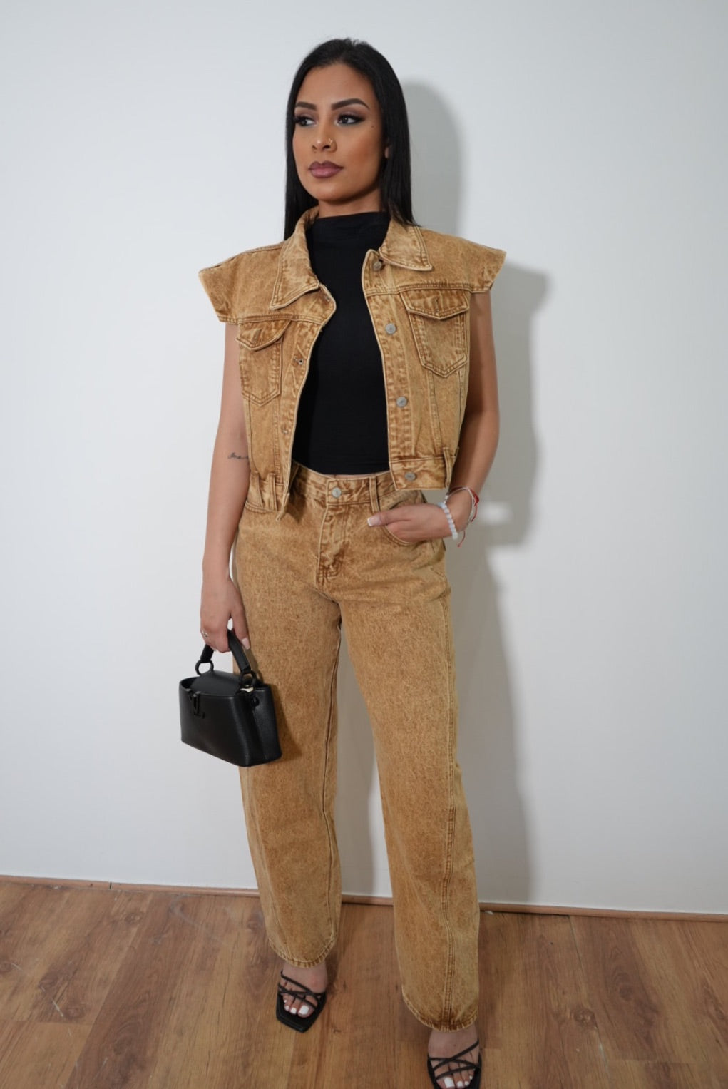Ensemble Sans Manches en Jean Délavé