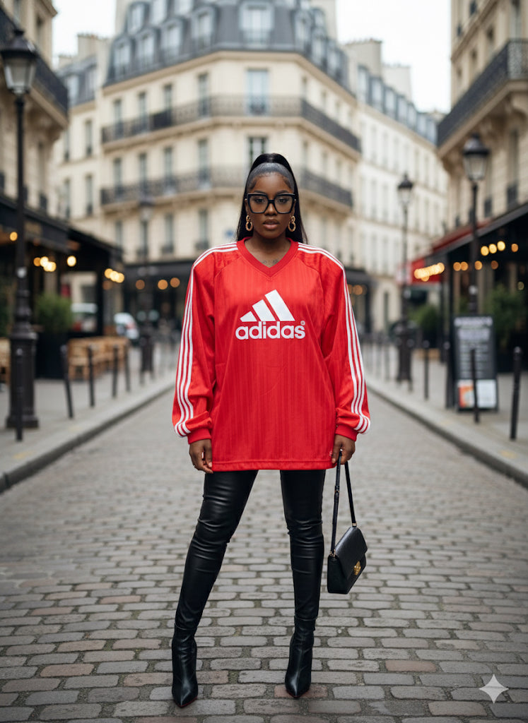 SWEAT / MAILLOT ROUGE OVERSIZE “ADIDAS STYLE”