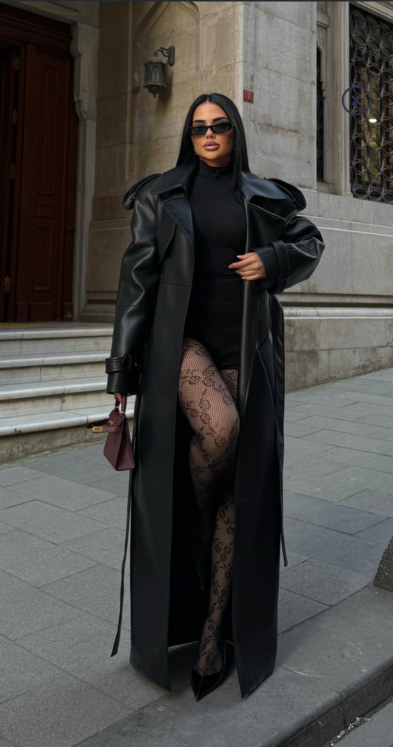 Manteau Long en Cuir Vegan noir - Studio