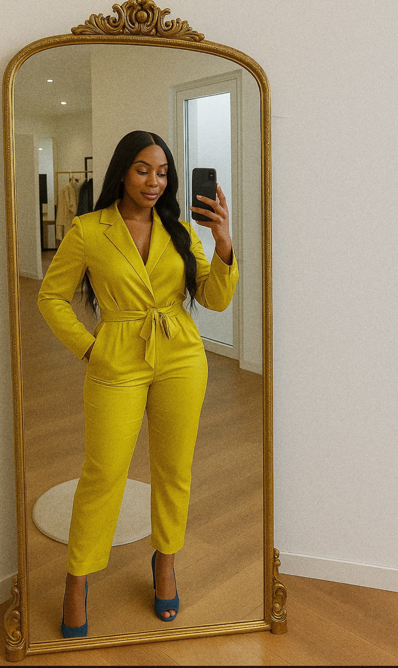 COMBINAISON PANTALON JAUNE MOUTARDE – STYLE TAILLEUR