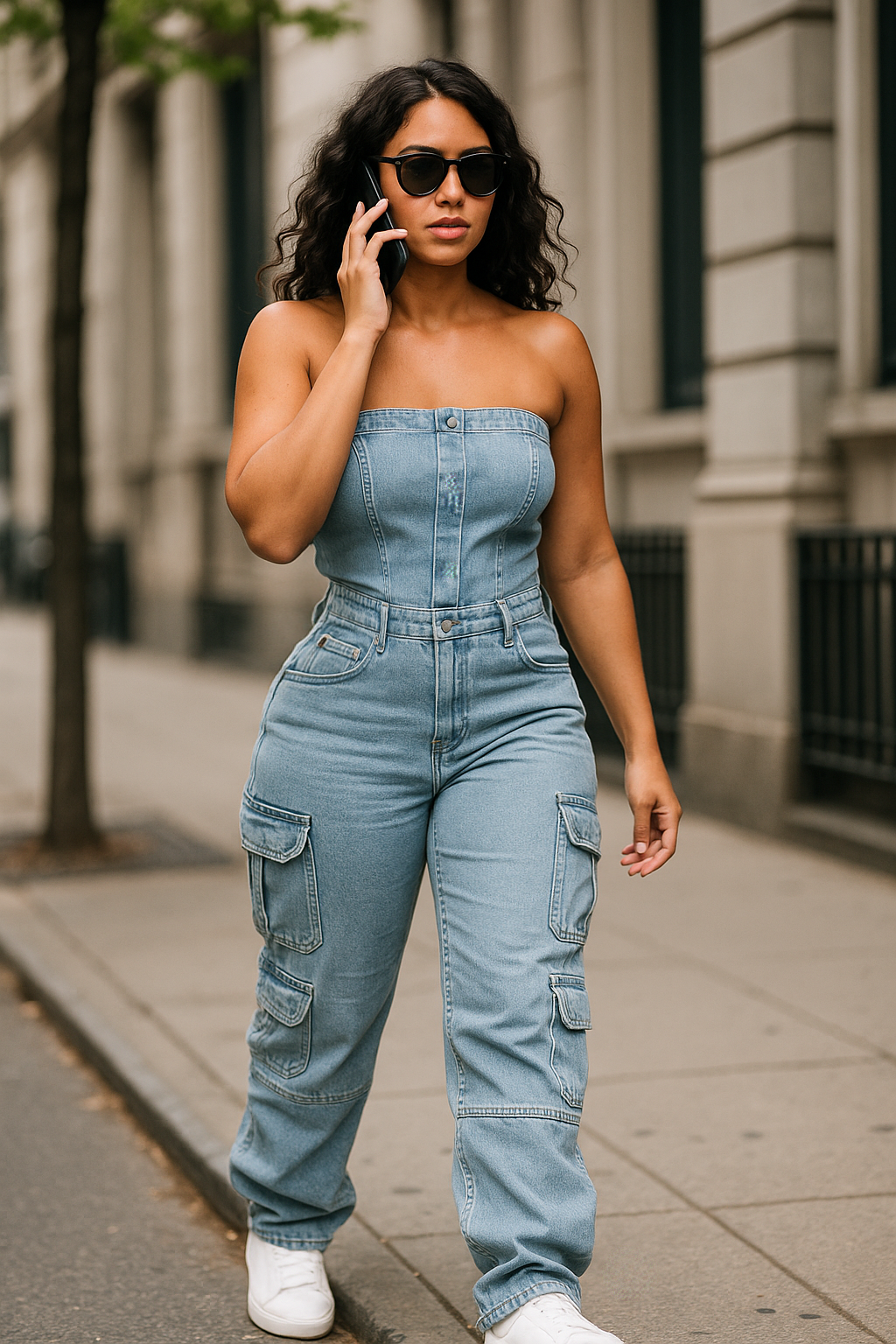 Combinaison Bustier Cargo – Jean Stretch