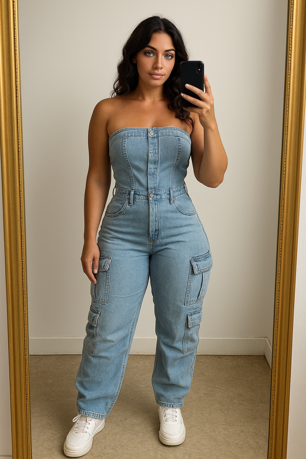 Combinaison Bustier Cargo – Jean Stretch