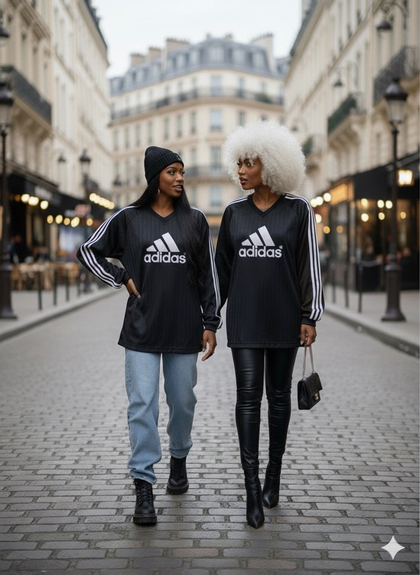 SWEAT / MAILLOT NOIR OVERSIZE “ADIDAS STYLE”