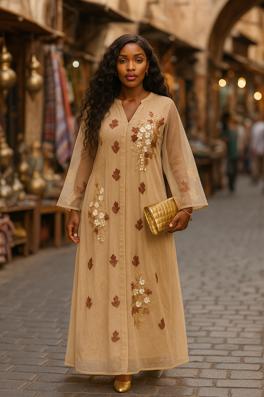 Robe Brodée Élégance Orientale – Taille Unique