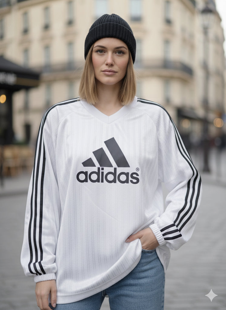 SWEAT / MAILLOT BLANC OVERSIZE “ADIDAS STYLE”