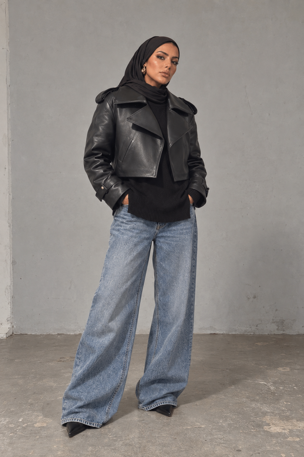 Veste Biker Cuir Noir