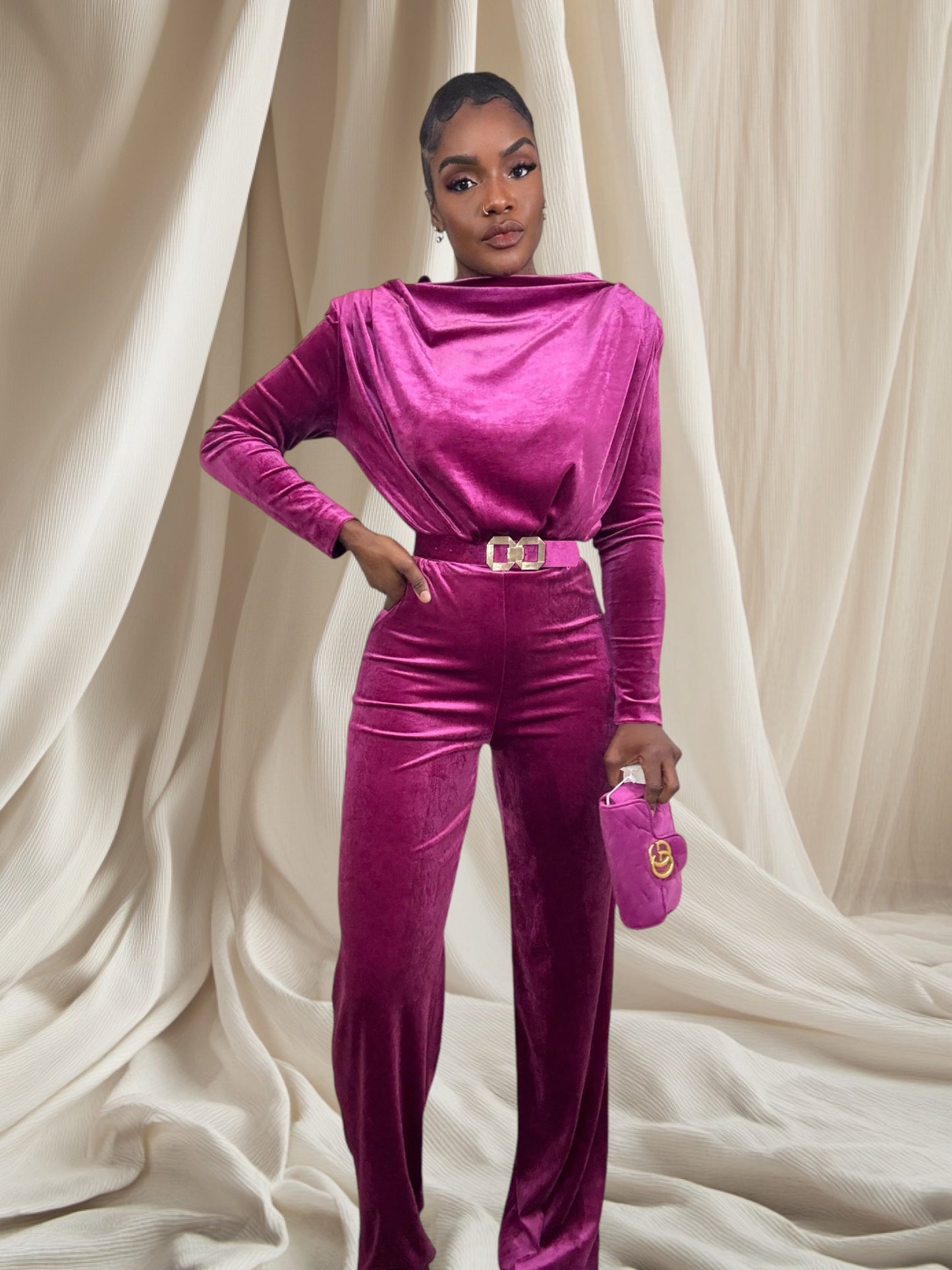 Combinaison velvet avec ceinture