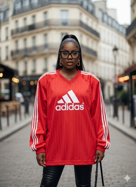 SWEAT / MAILLOT ROUGE OVERSIZE “ADIDAS STYLE”