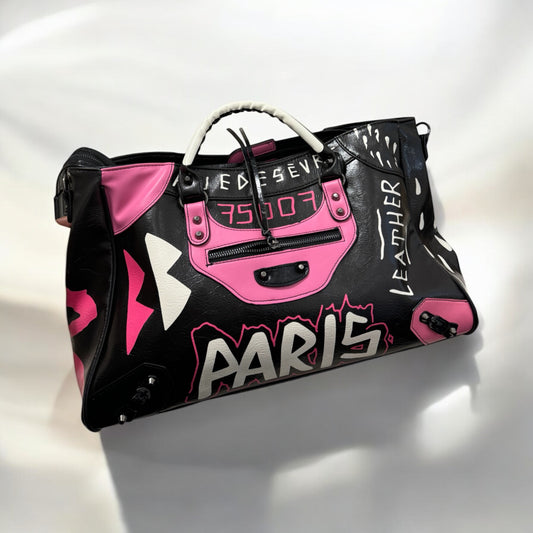 Sac à main en cuir graphique - Édition “Paris”