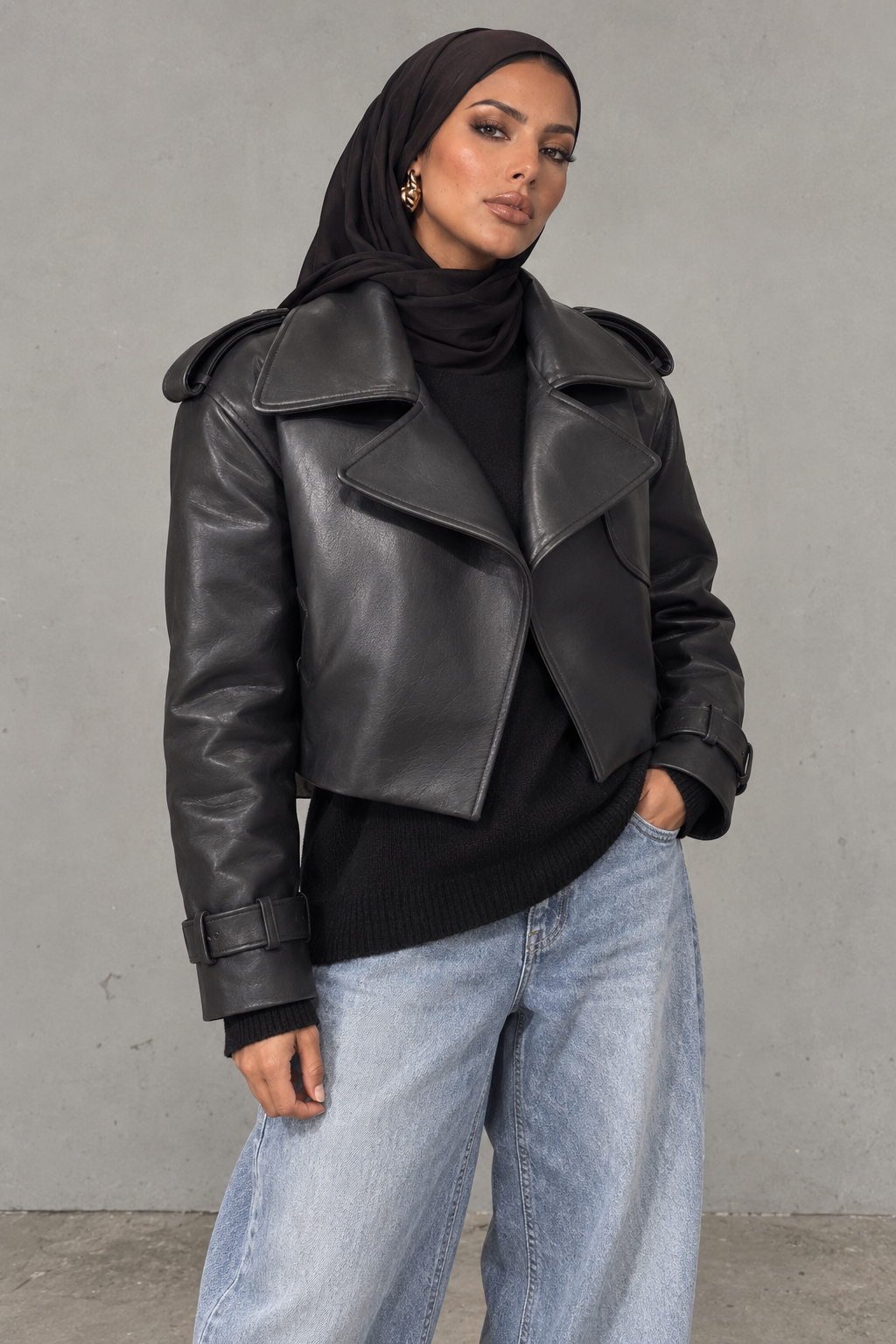 Veste Biker Cuir Noir