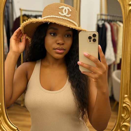 Chapeau luxe avec collier en perles