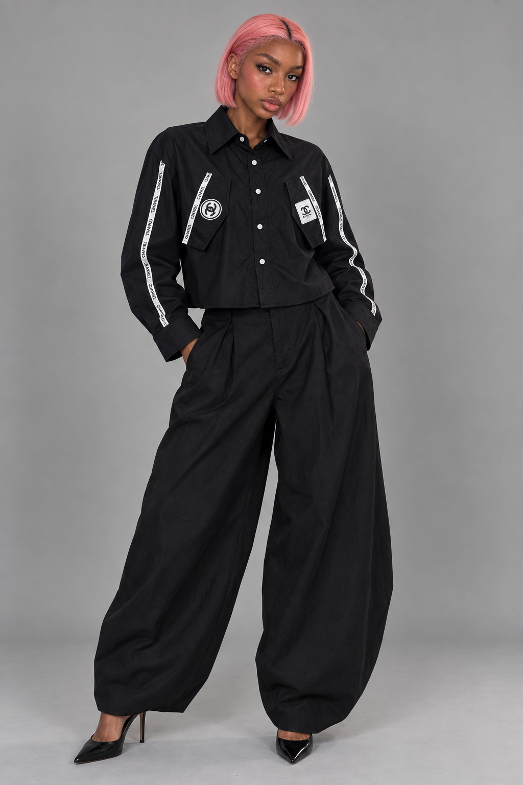 Chemise custom noire oversize – look complet