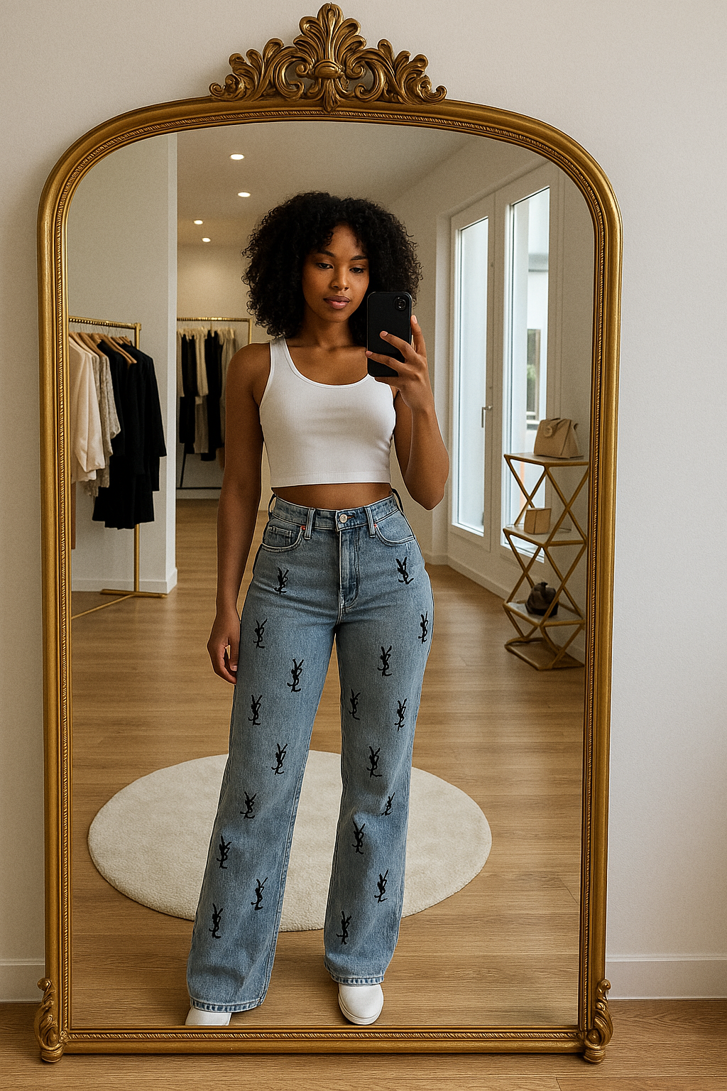 Jeans taille haute imprimé