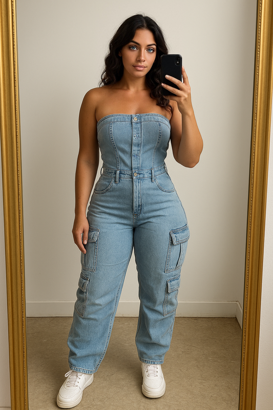 Combinaison Bustier Cargo – Jean Stretch
