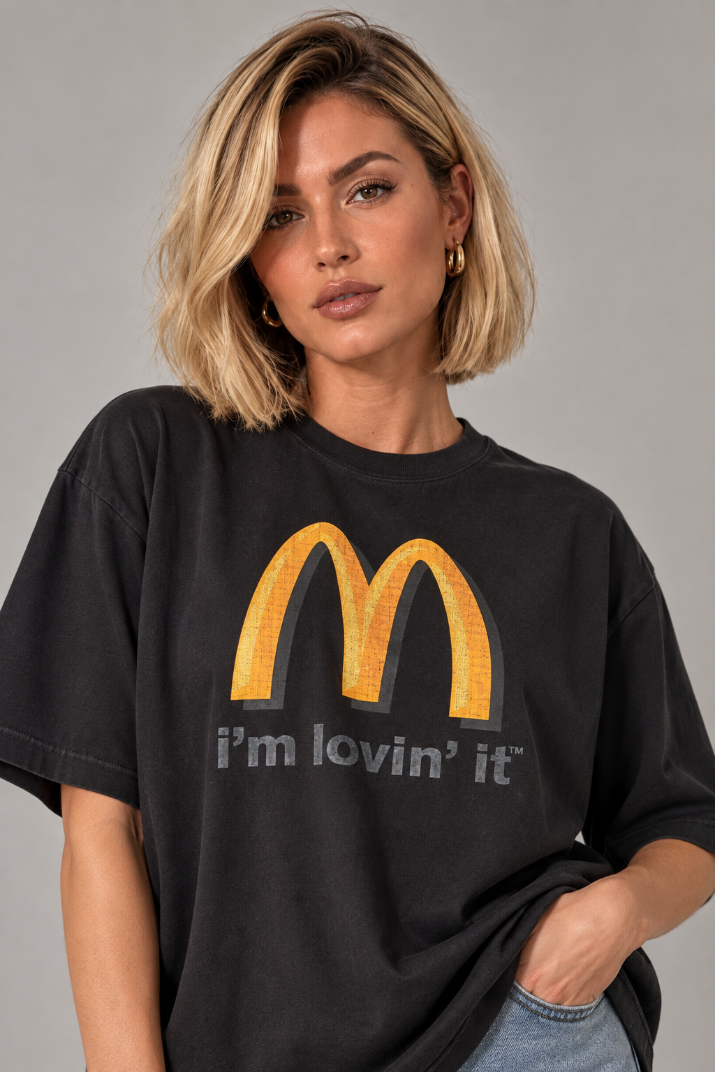 T-shirt graphique oversize noir à plat