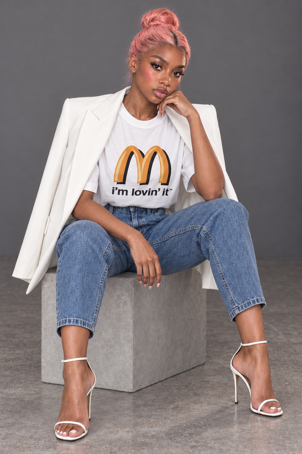 T-shirt graphique oversize blanc à plat